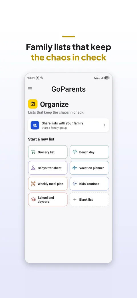 Organize in the GoParents app