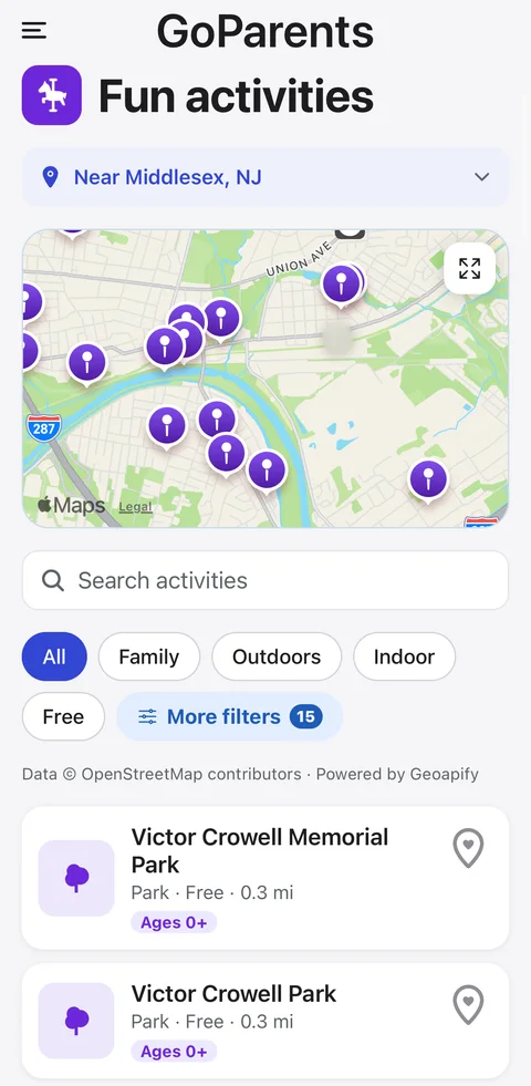 Activities in the GoParents app