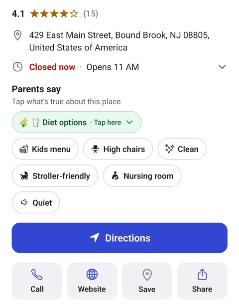 Restaurants in the GoParents app